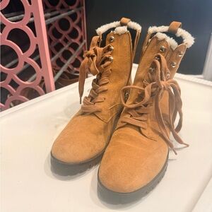 Kate Spade Tan Suede Combat Boots